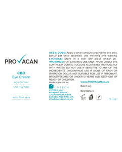 Provacan CBD Age Control Eye Cream 100mg 15ml Label